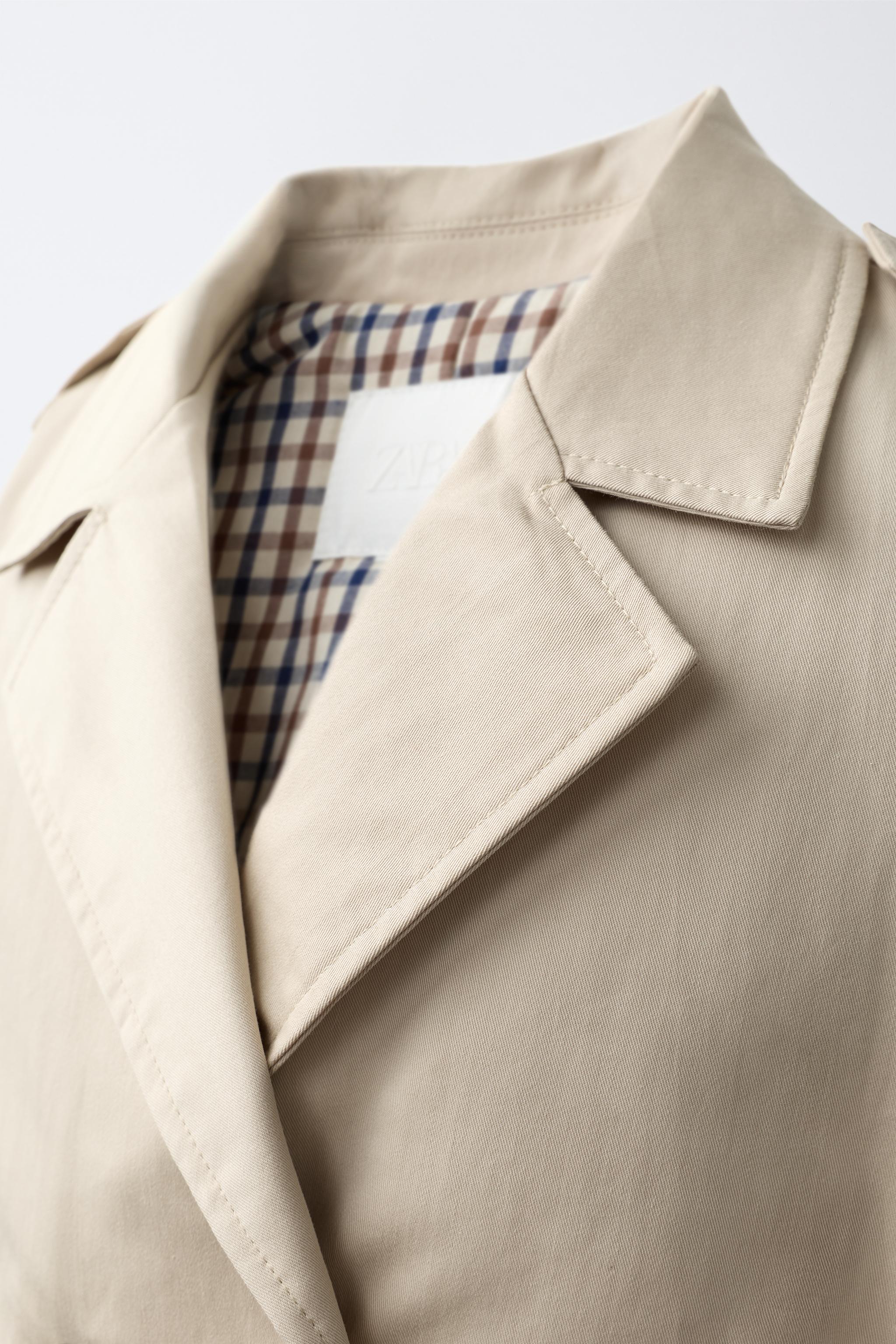 QUILTED PLAID LINED TRENCH COAT